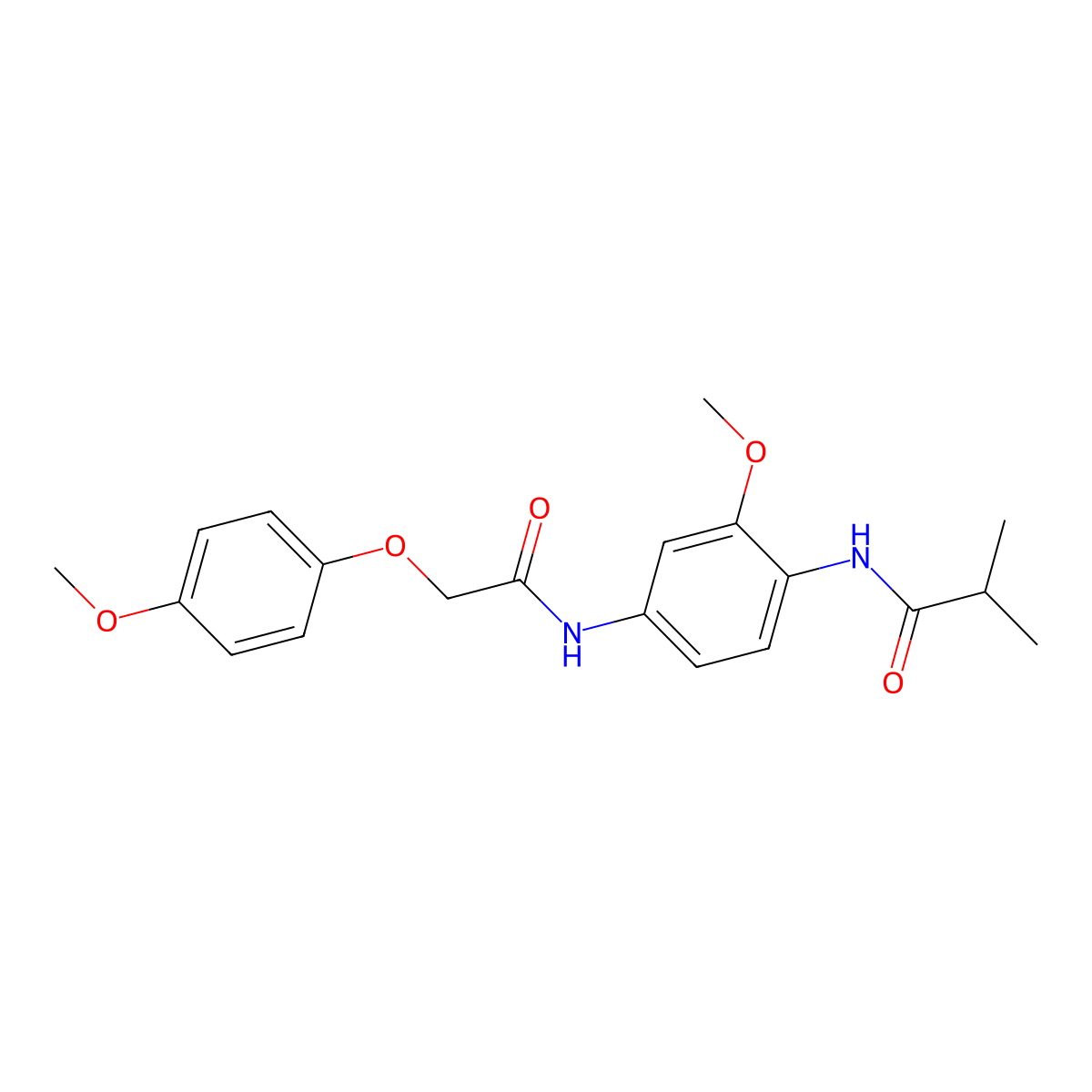 N-(2-methoxy-4-{[(4-methoxyphenoxy)acetyl]amino}phenyl)-2-methylpropanamide molecular structure, CAS 689765-59-1