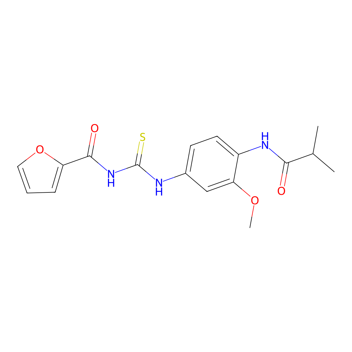 N-[[3-methoxy-4-(2-methylpropanoylamino)phenyl]carbamothioyl]furan-2-carboxamide molecular structure, CAS 689766-08-3