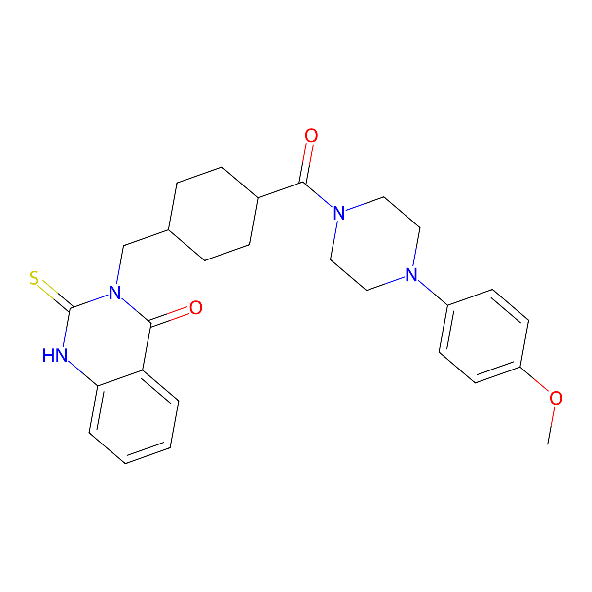 3-[(4-{[4-(4-methoxyphenyl)piperazin-1-yl]carbonyl}cyclohexyl)methyl]-2-thioxo-2,3-dihydroquinazolin-4(1H)-one molecular structure, CAS 689766-18-5