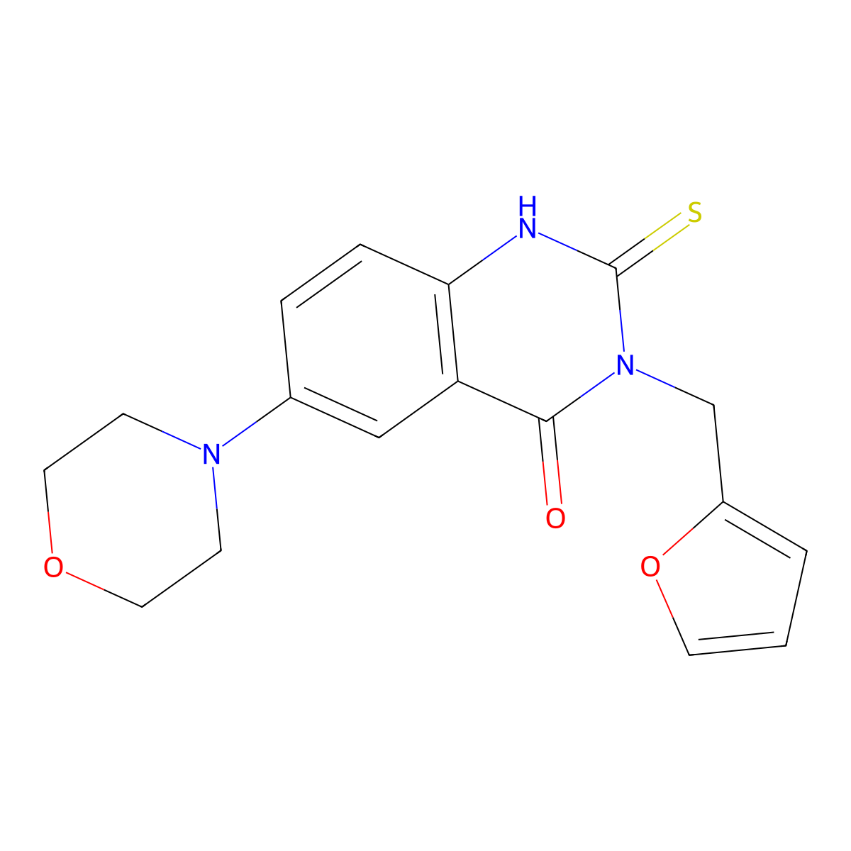 3-(2-furylmethyl)-6-morpholin-4-yl-2-thioxo-2,3-dihydroquinazolin-4(1H)-one molecular structure, CAS 689766-21-0