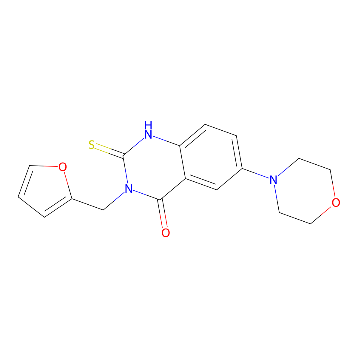 3-(2-furylmethyl)-6-morpholin-4-yl-2-thioxo-2,3-dihydroquinazolin-4(1H)-one molecular structure, CAS 689766-21-0