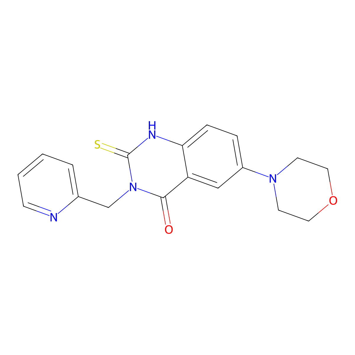 6-morpholin-4-yl-3-(pyridin-2-ylmethyl)-2-sulfanylidene-1H-quinazolin-4-one molecular structure, CAS 689766-27-6