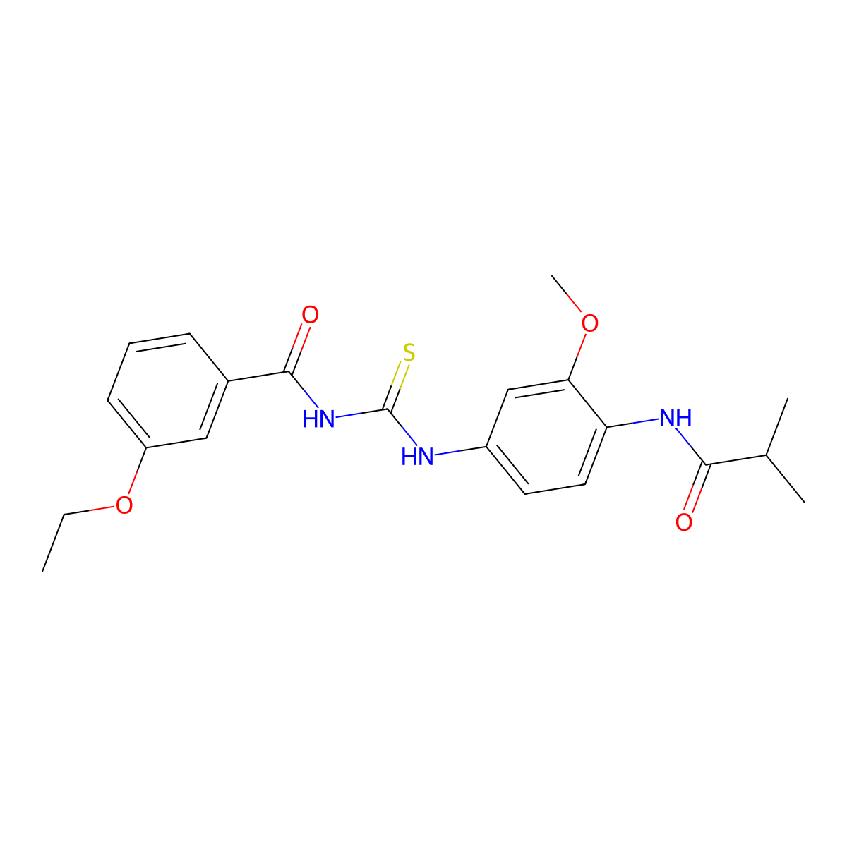 3-ethoxy-N-[[3-methoxy-4-(2-methylpropanoylamino)phenyl]carbamothioyl]benzamide molecular structure, CAS 689766-32-3
