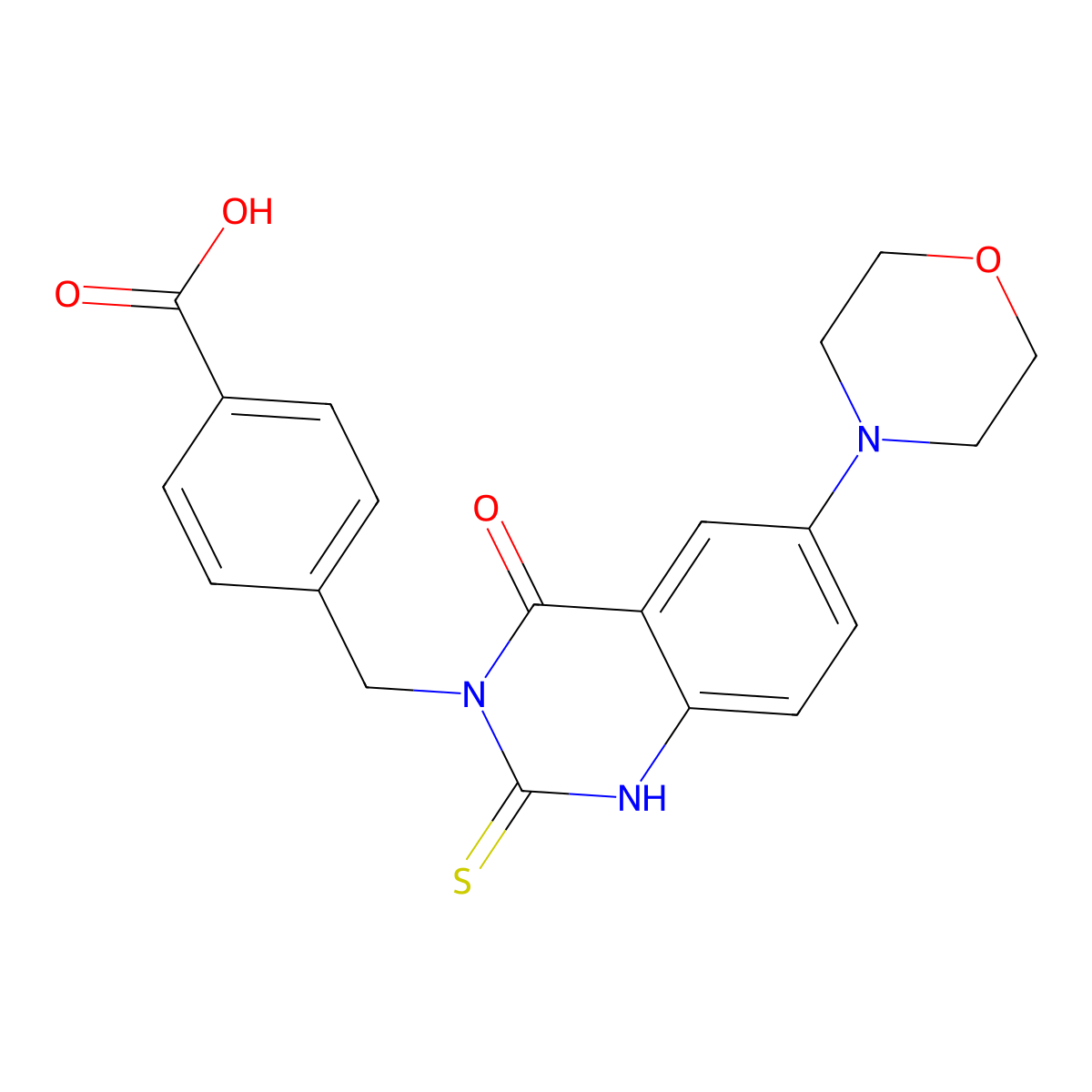 4-((6-morpholino-4-oxo-2-thioxo-1,2-dihydroquinazolin-3(4H)-yl)methyl)benzoic acid molecular structure, CAS 689766-33-4