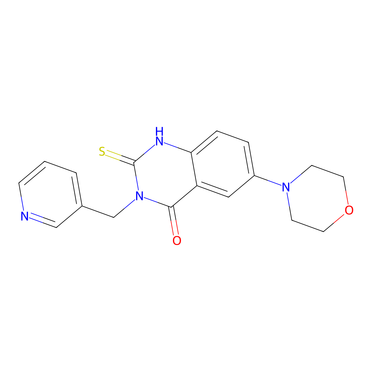 6-morpholin-4-yl-3-(pyridin-3-ylmethyl)-2-sulfanylidene-1H-quinazolin-4-one molecular structure, CAS 689766-39-0