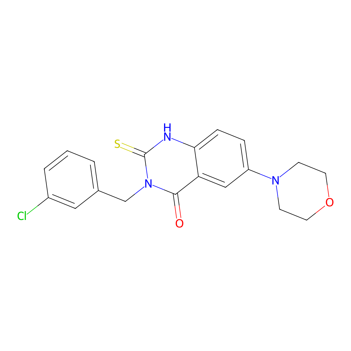 3-(3-chlorobenzyl)-6-morpholino-2-thioxo-2,3-dihydroquinazolin-4(1H)-one molecular structure, CAS 689766-45-8