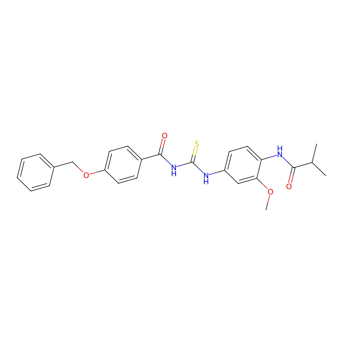 N-[[3-methoxy-4-(2-methylpropanoylamino)phenyl]carbamothioyl]-4-phenylmethoxybenzamide molecular structure, CAS 689766-50-5