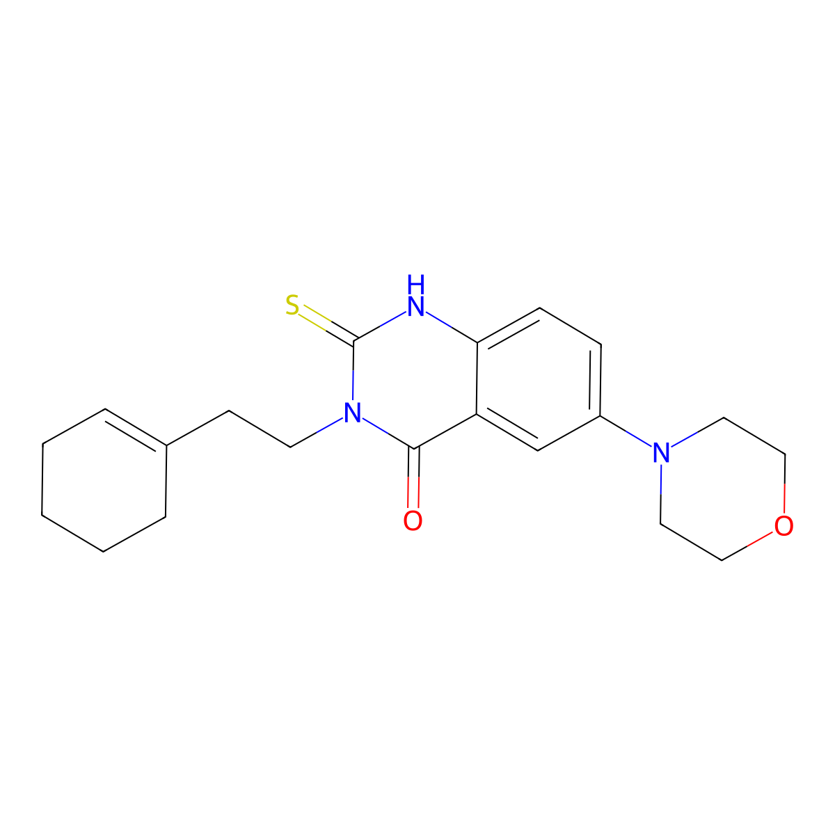 3-(2-(cyclohex-1-en-1-yl)ethyl)-6-morpholino-2-thioxo-2,3-dihydroquinazolin-4(1H)-one molecular structure, CAS 689766-63-0