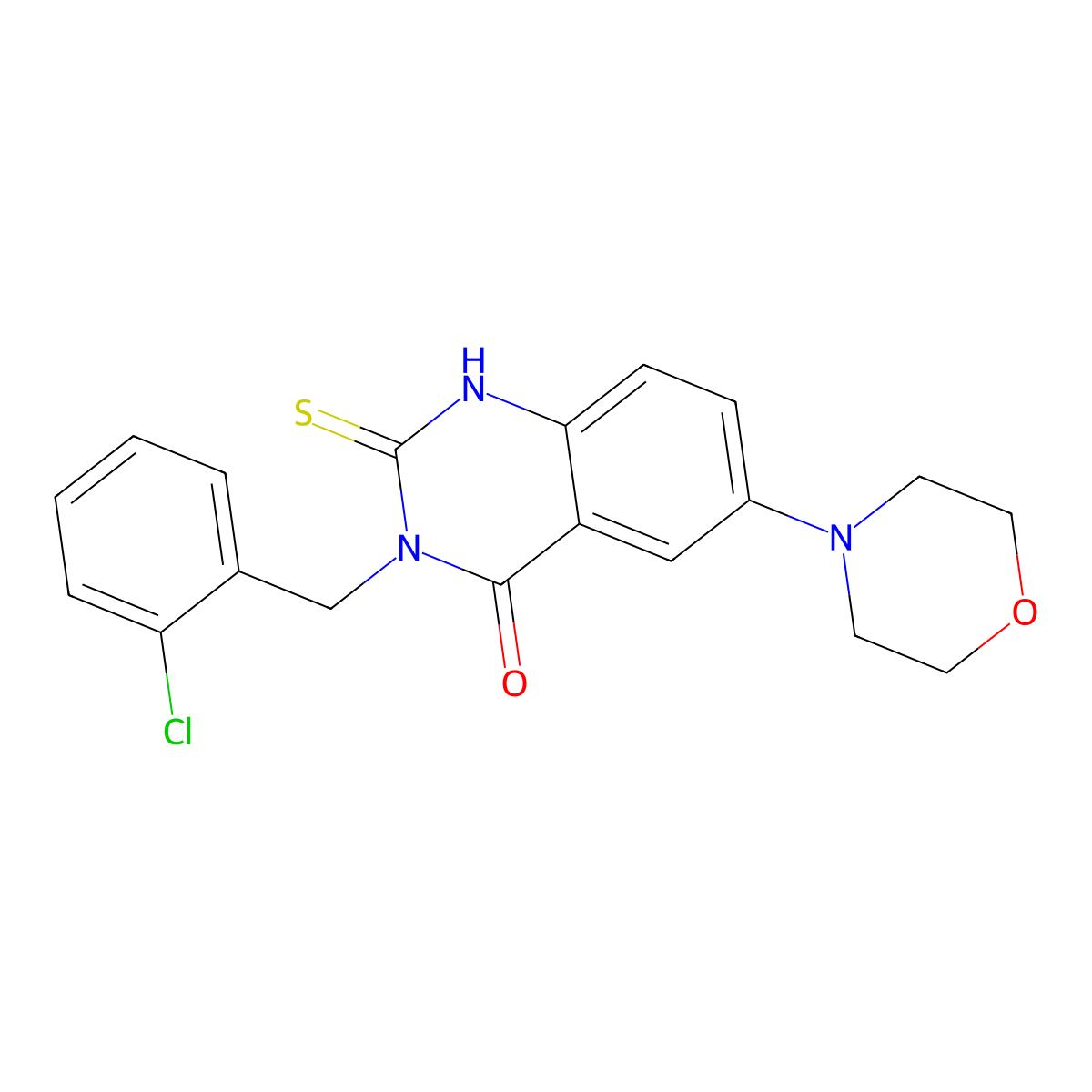 3-[(2-chlorophenyl)methyl]-6-morpholin-4-yl-2-sulfanylidene-1H-quinazolin-4-one molecular structure, CAS 689766-69-6