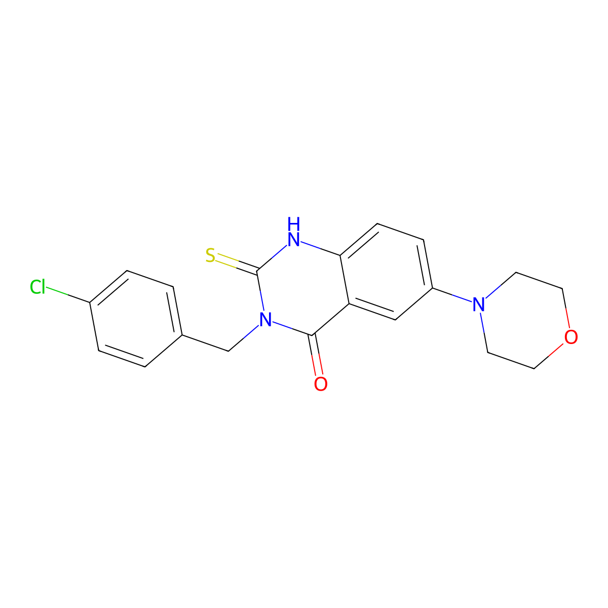 3-(4-chlorobenzyl)-6-morpholino-2-thioxo-2,3-dihydroquinazolin-4(1H)-one molecular structure, CAS 689766-93-6