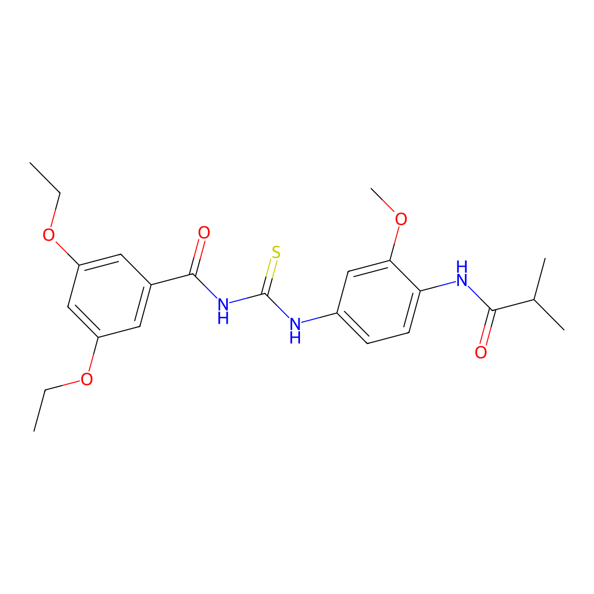 3,5-diethoxy-N-[[3-methoxy-4-(2-methylpropanoylamino)phenyl]carbamothioyl]benzamide molecular structure, CAS 689766-98-1