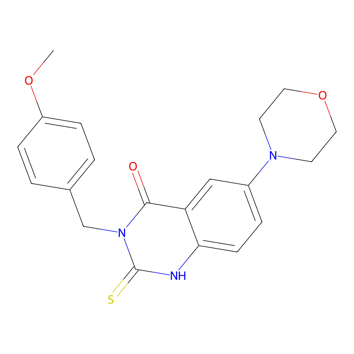 3-[(4-methoxyphenyl)methyl]-6-morpholin-4-yl-2-sulfanylidene-1H-quinazolin-4-one molecular structure, CAS 689767-05-3