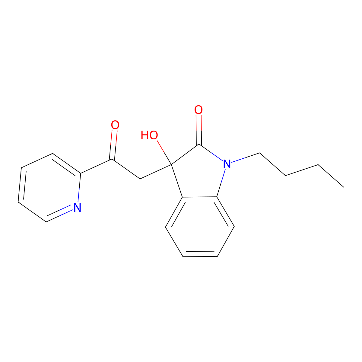 1-Butyl-3-hydroxy-3-(2-oxo-2-pyridin-2-ylethyl)indol-2-one molecular structure, CAS 689767-21-3