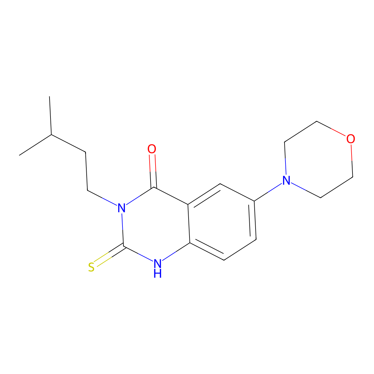 3-(3-methylbutyl)-6-morpholin-4-yl-2-sulfanylidene-1H-quinazolin-4-one molecular structure, CAS 689767-29-1