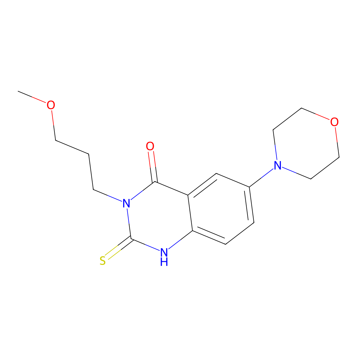 3-(3-methoxypropyl)-6-morpholin-4-yl-2-sulfanylidene-1H-quinazolin-4-one molecular structure, CAS 689767-35-9