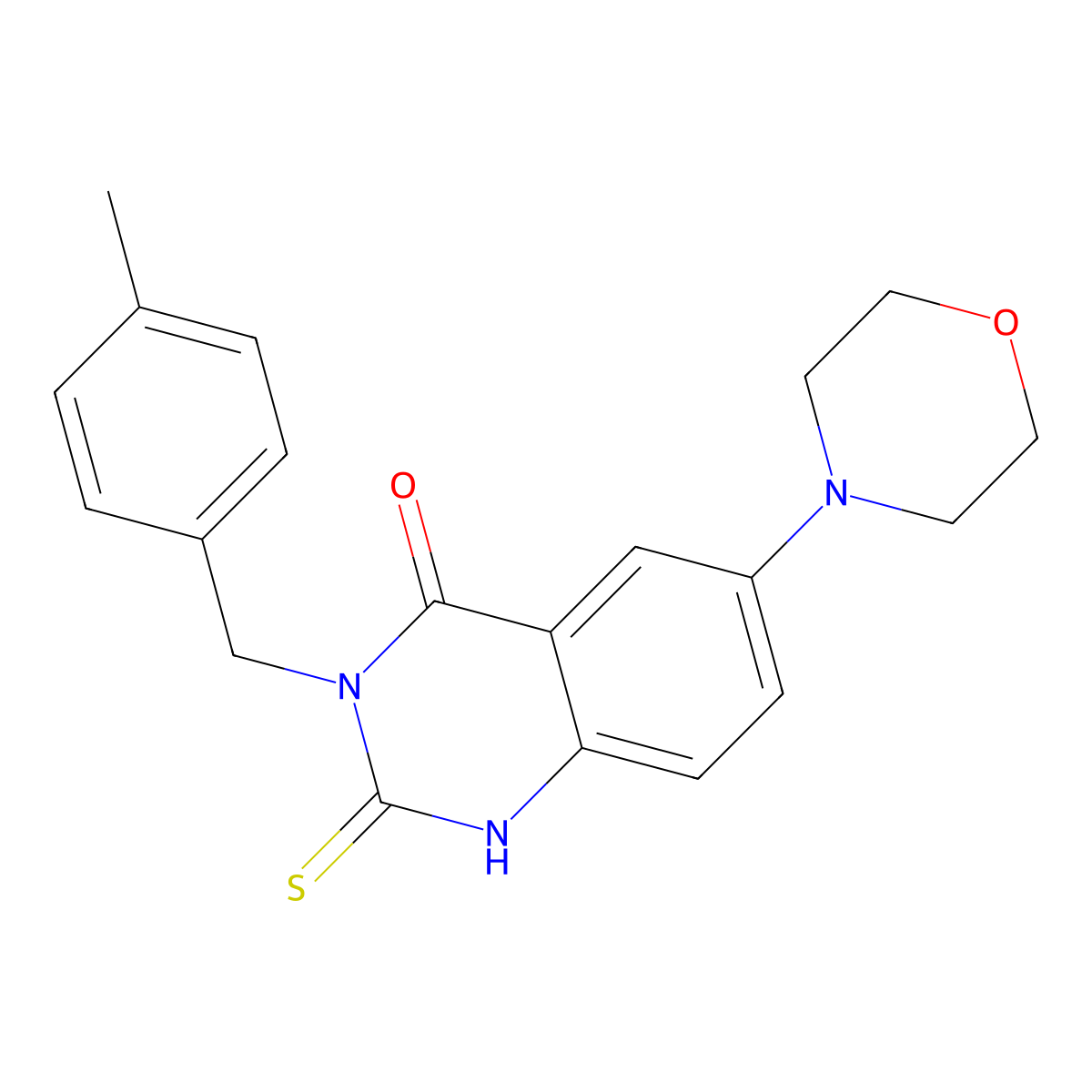 3-[(4-methylphenyl)methyl]-6-morpholin-4-yl-2-sulfanylidene-1H-quinazolin-4-one molecular structure, CAS 689767-41-7