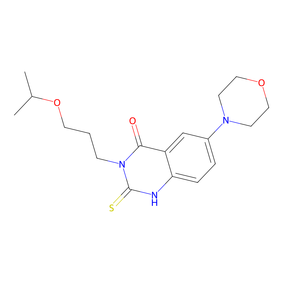 3-(3-isopropoxypropyl)-6-morpholin-4-yl-2-thioxo-2,3-dihydroquinazolin-4(1H)-one molecular structure, CAS 689767-53-1