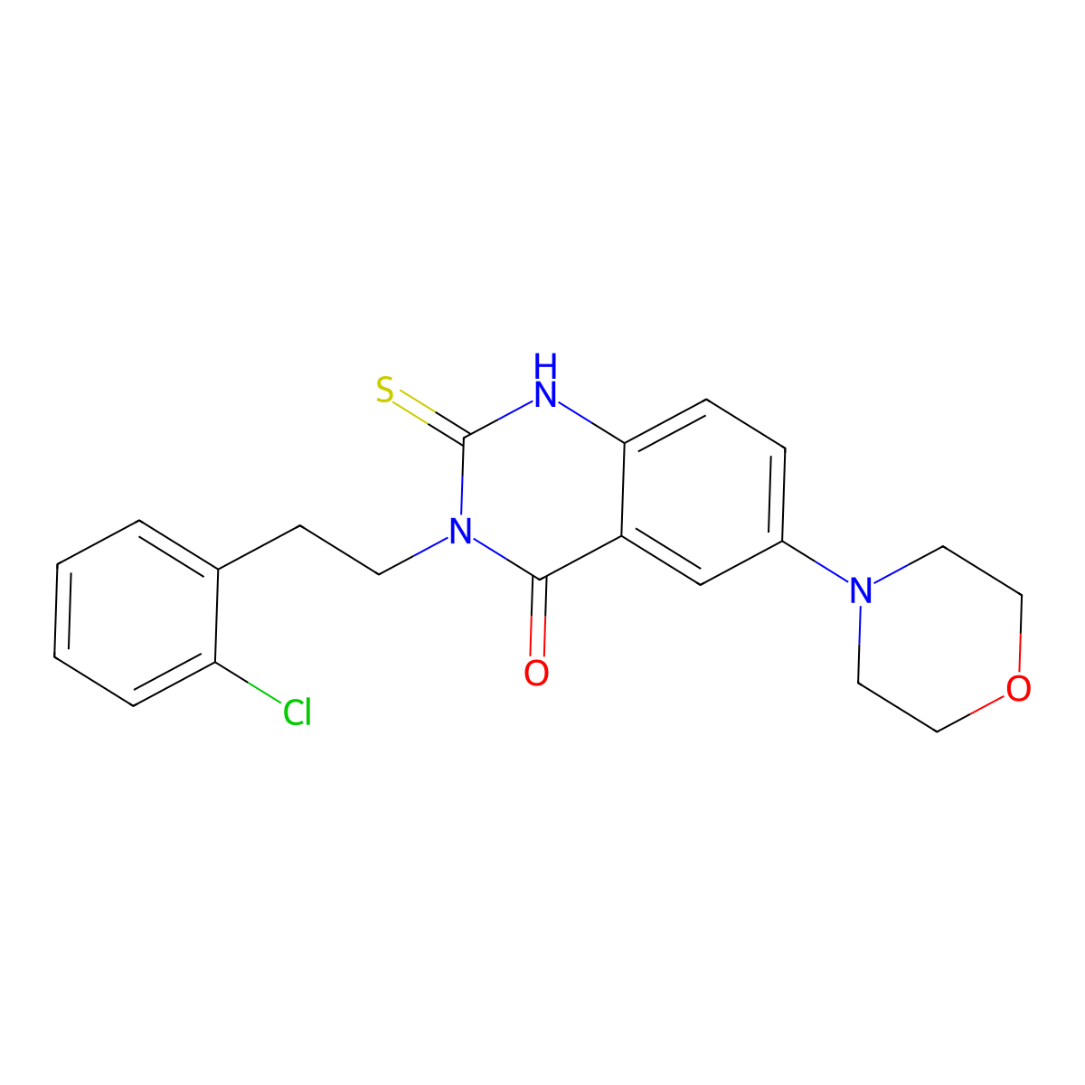 3-[2-(2-chlorophenyl)ethyl]-6-morpholin-4-yl-2-sulfanylidene-1H-quinazolin-4-one molecular structure, CAS 689767-65-5