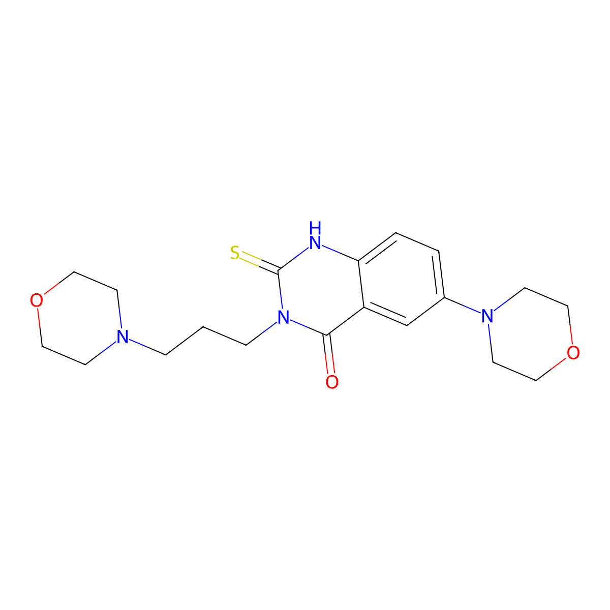 6-morpholin-4-yl-3-(3-morpholin-4-ylpropyl)-2-sulfanylidene-1H-quinazolin-4-one molecular structure, CAS 689767-83-7