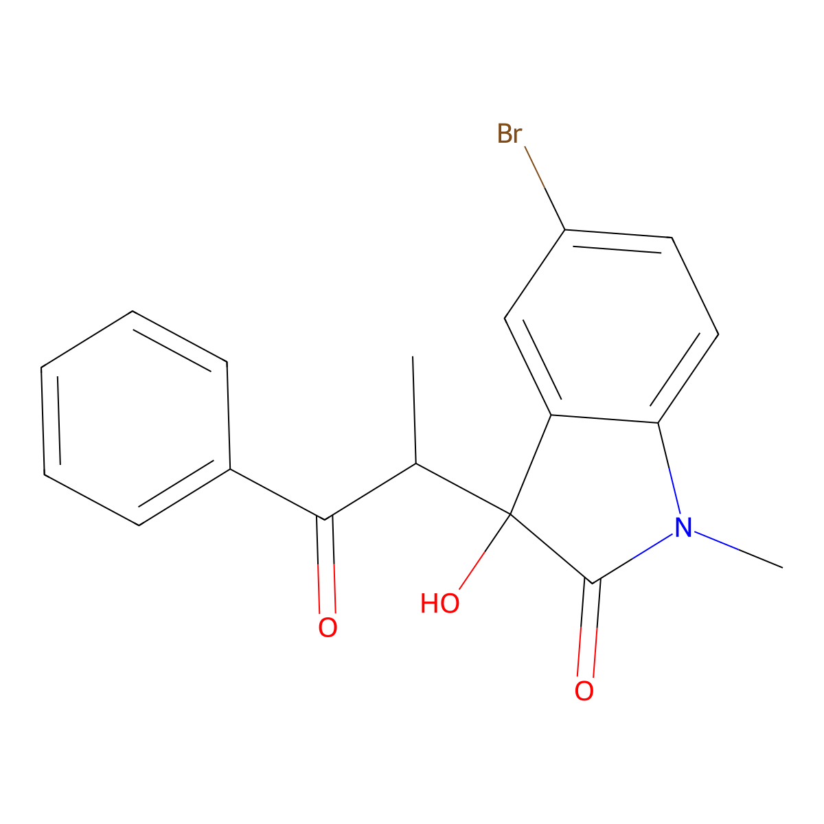 5-Bromo-3-hydroxy-1-methyl-3-(1-oxo-1-phenylpropan-2-yl)indol-2-one molecular structure, CAS 689767-87-1