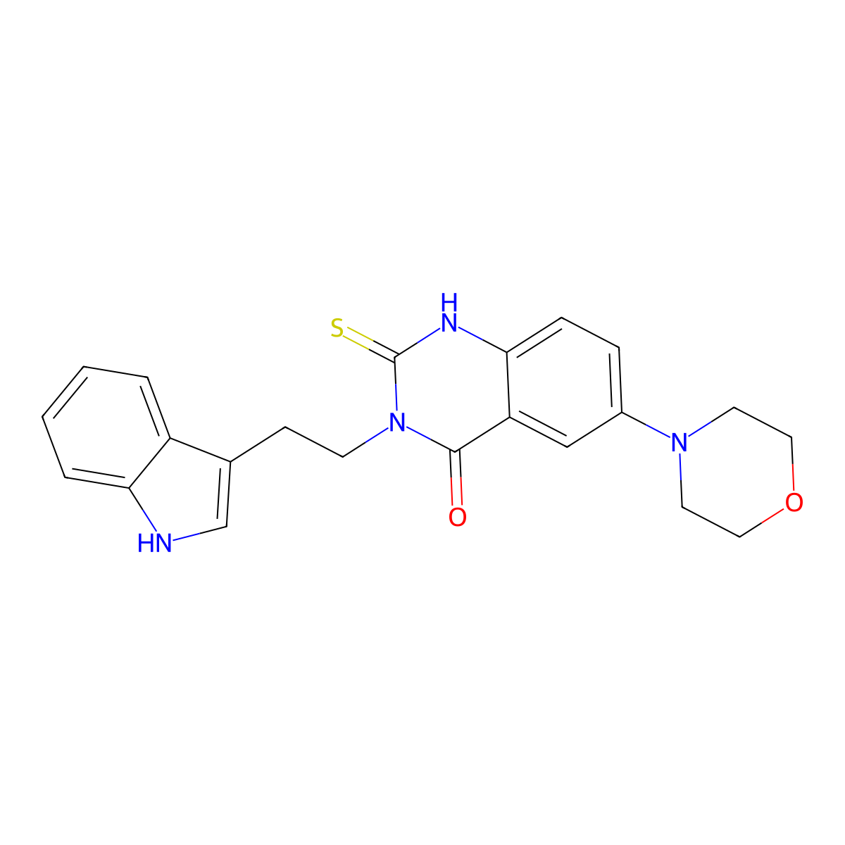 3-(2-(1H-indol-3-yl)ethyl)-6-morpholino-2-thioxo-2,3-dihydroquinazolin-4(1H)-one molecular structure, CAS 689767-89-3