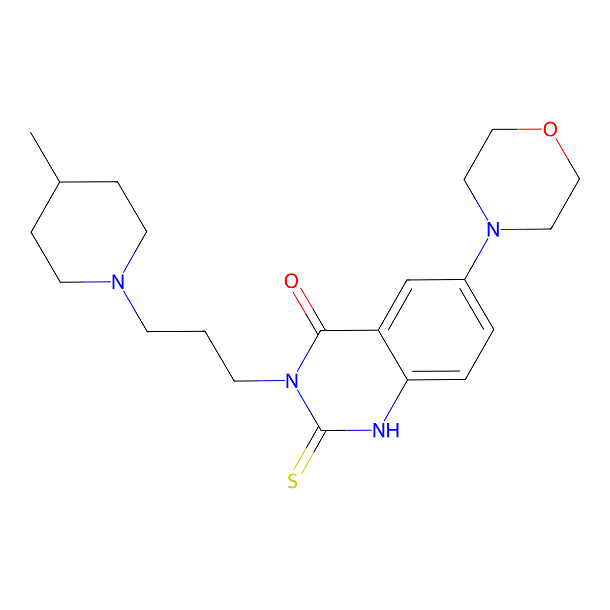 3-[3-(4-methylpiperidin-1-yl)propyl]-6-morpholin-4-yl-2-thioxo-2,3-dihydroquinazolin-4(1H)-one molecular structure, CAS 689768-13-6