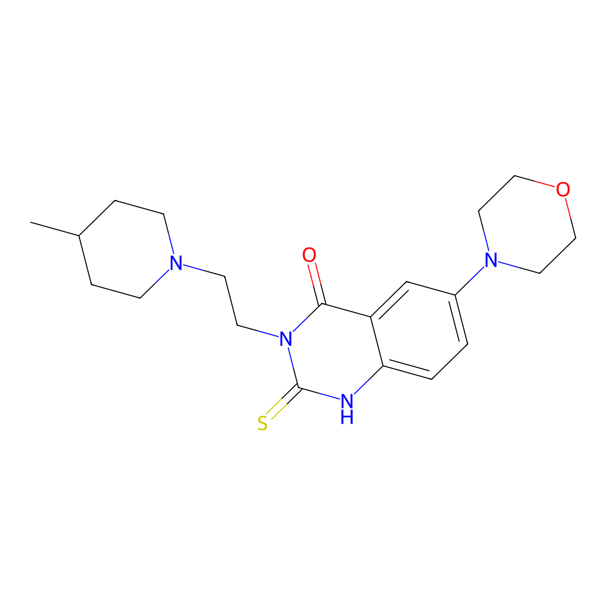 3-(2-(4-methylpiperidin-1-yl)ethyl)-6-morpholino-2-thioxo-2,3-dihydroquinazolin-4(1H)-one molecular structure, CAS 689768-48-7