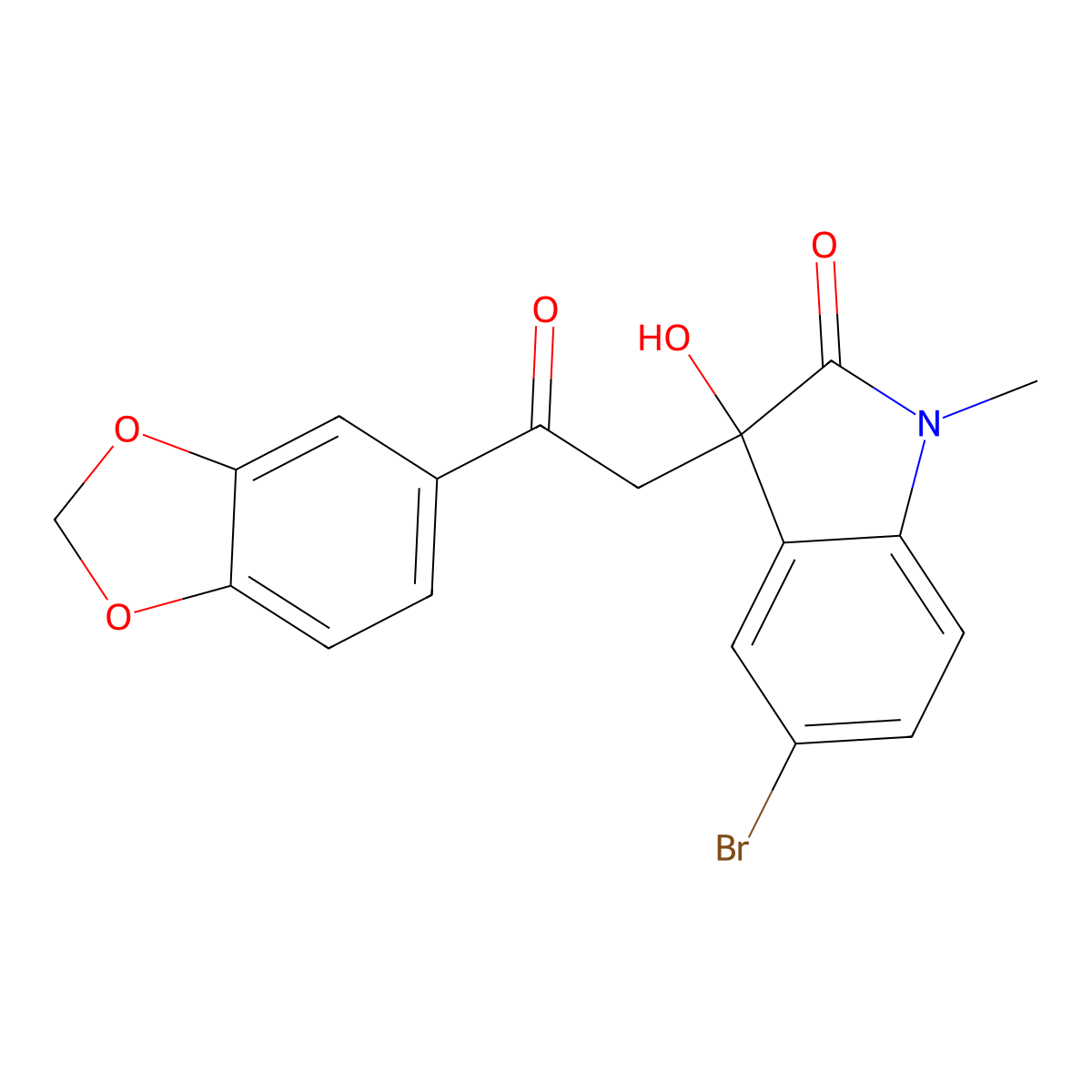 3-[2-(1,3-benzodioxol-5-yl)-2-oxoethyl]-5-bromo-3-hydroxy-1-methyl-1,3-dihydro-2H-indol-2-one molecular structure, CAS 689768-63-6