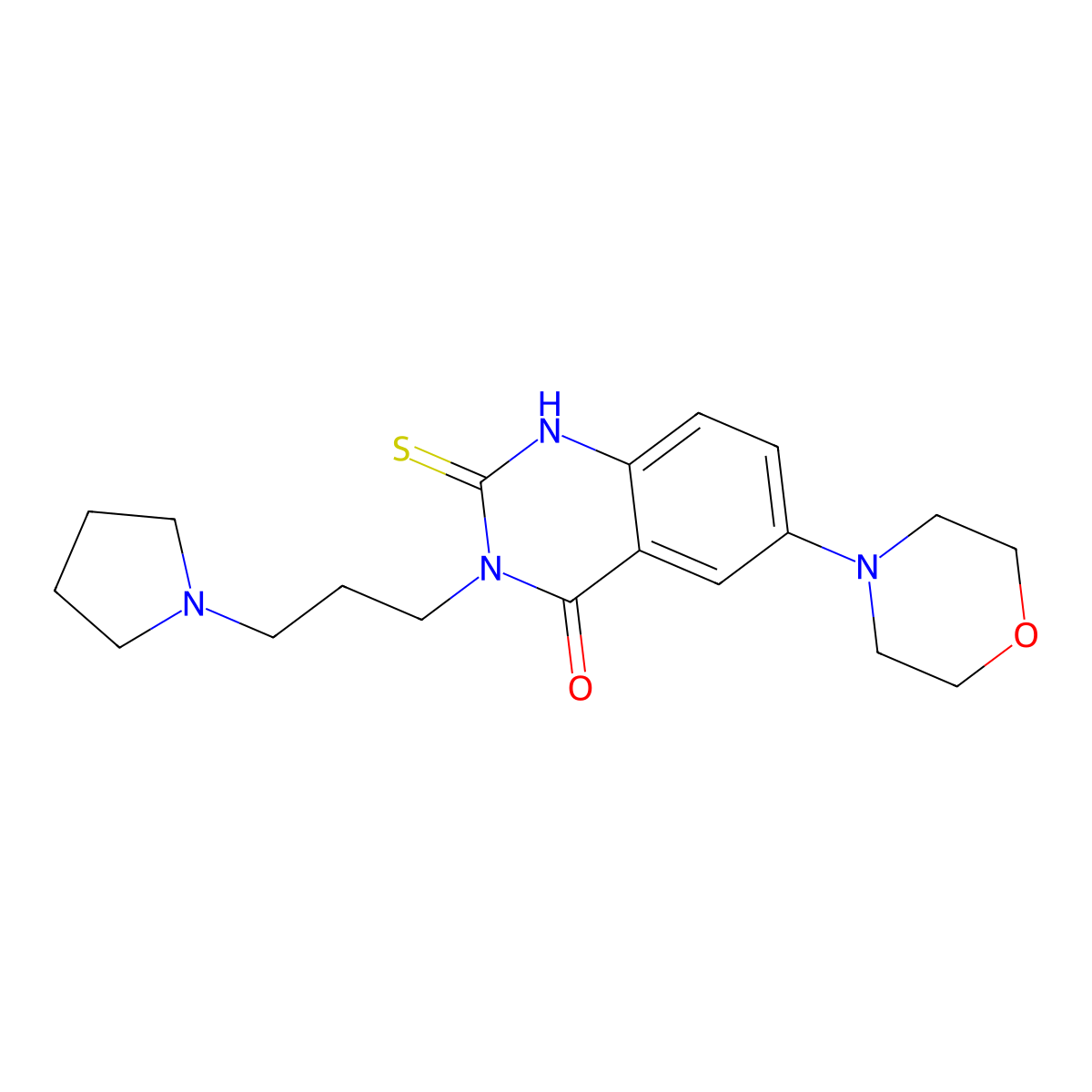 6-morpholin-4-yl-3-(3-pyrrolidin-1-ylpropyl)-2-thioxo-2,3-dihydroquinazolin-4(1H)-one molecular structure, CAS 689768-71-6