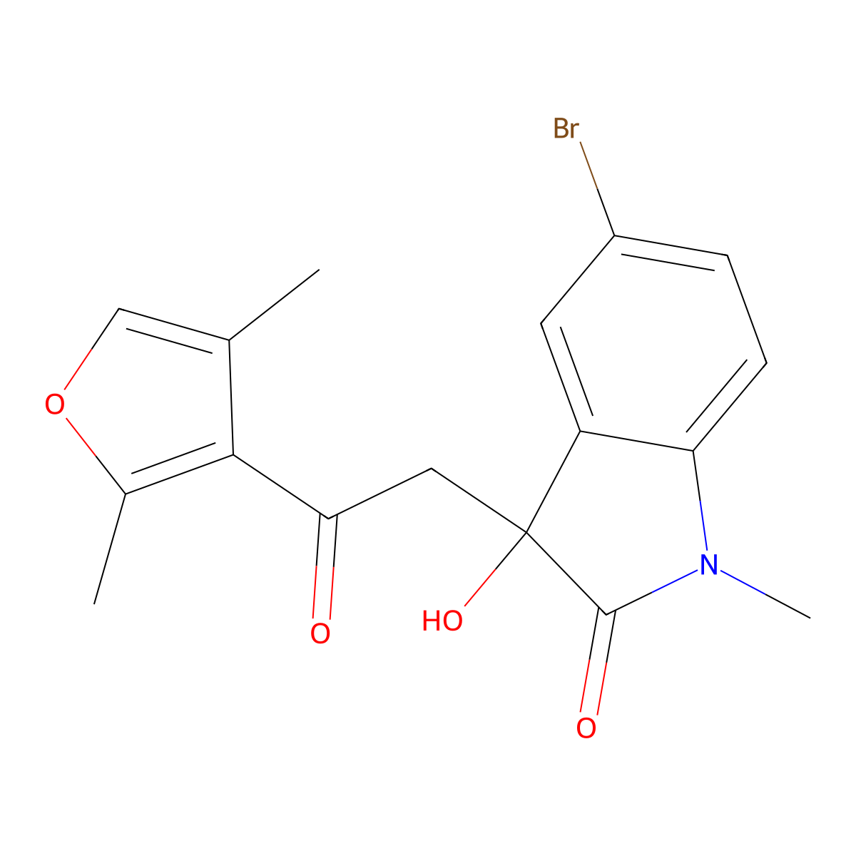 5-Bromo-3-[2-(2,4-dimethylfuran-3-yl)-2-oxoethyl]-3-hydroxy-1-methylindol-2-one molecular structure, CAS 689768-82-9
