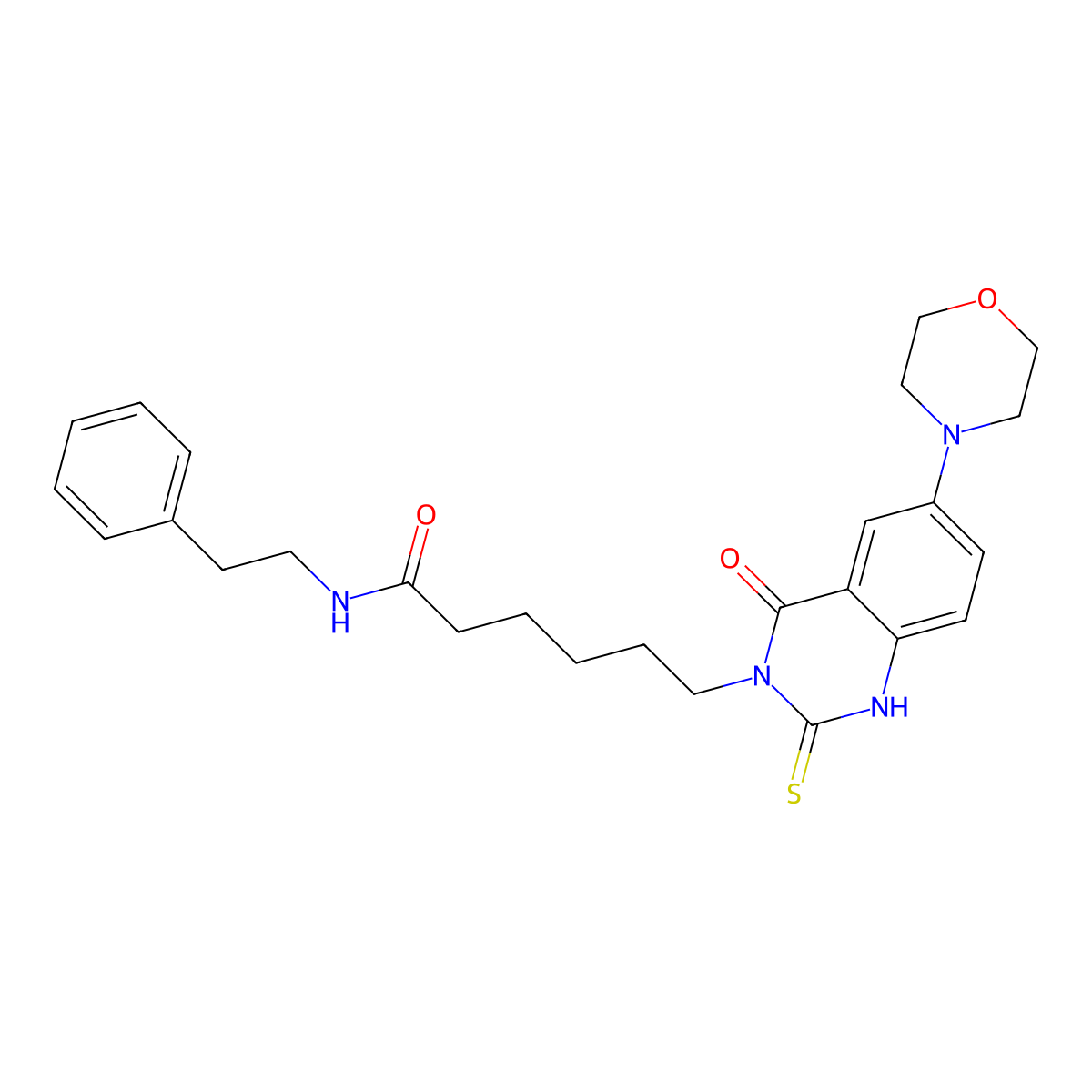 6-(6-morpholin-4-yl-4-oxo-2-thioxo-1,4-dihydroquinazolin-3(2H)-yl)-N-(2-phenylethyl)hexanamide molecular structure, CAS 689769-12-8