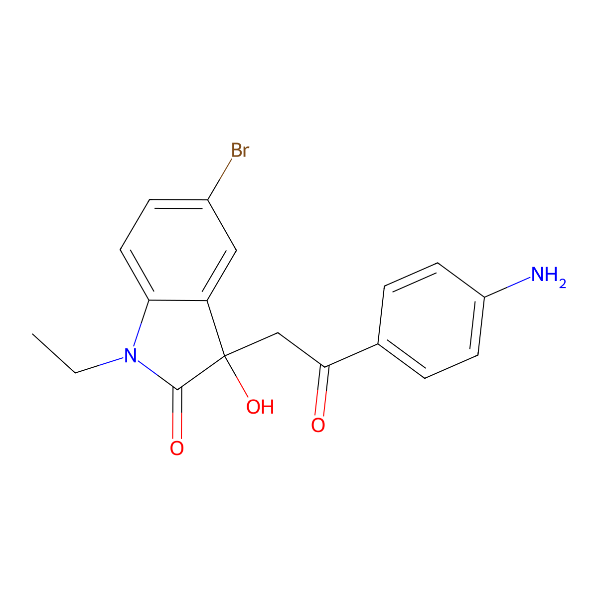 3-[2-(4-Aminophenyl)-2-oxoethyl]-5-bromo-1-ethyl-3-hydroxyindol-2-one molecular structure, CAS 689769-37-7