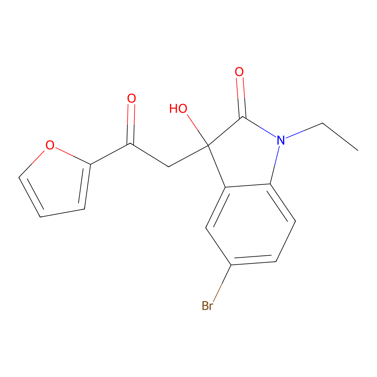 5-Bromo-1-ethyl-3-[2-(furan-2-yl)-2-oxoethyl]-3-hydroxyindol-2-one molecular structure, CAS 689769-70-8