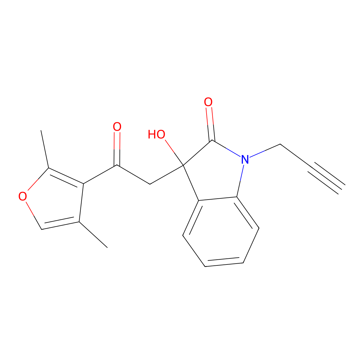 3-[2-(2,4-Dimethylfuran-3-yl)-2-oxoethyl]-3-hydroxy-1-prop-2-ynylindol-2-one molecular structure, CAS 689769-72-0