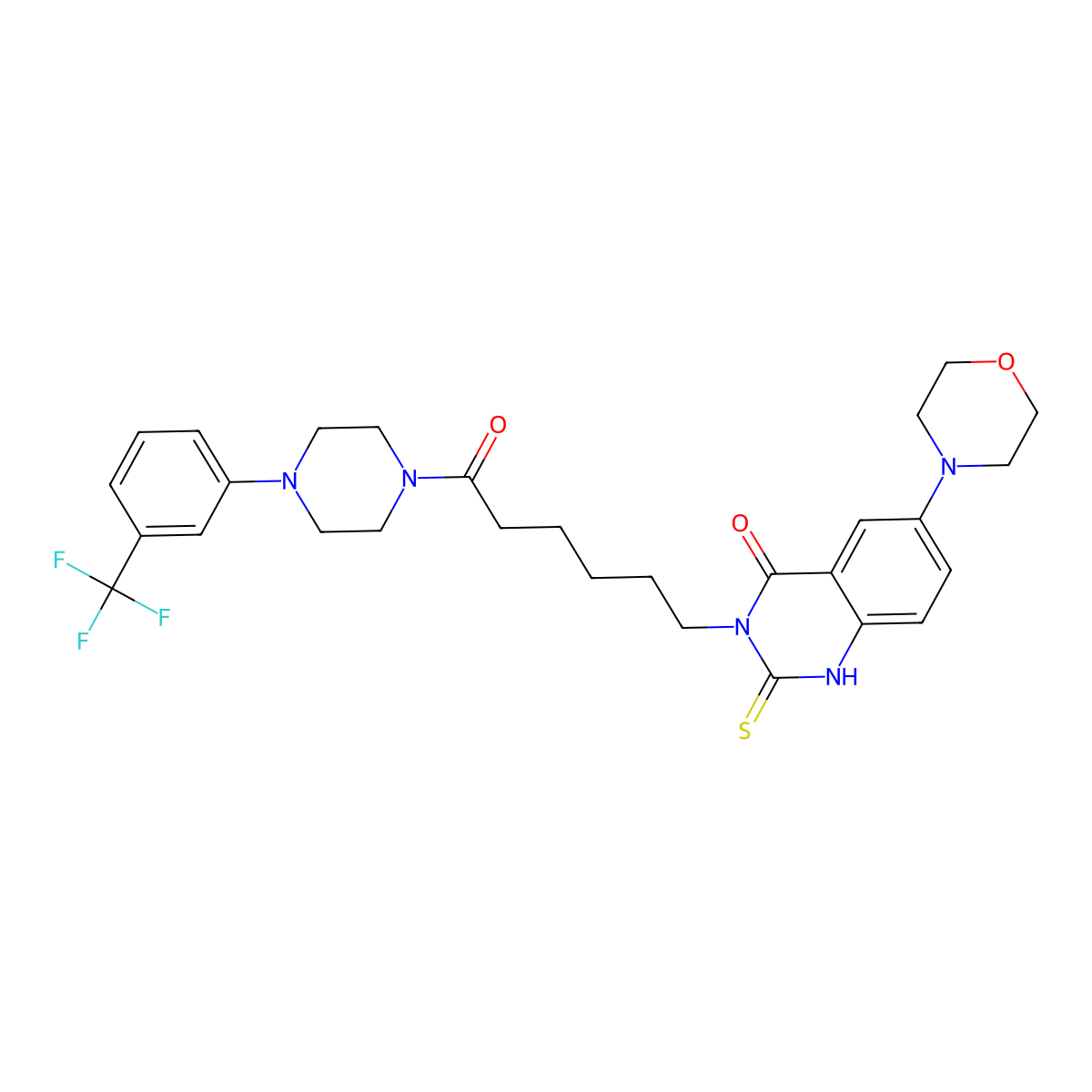 6-morpholino-3-(6-oxo-6-(4-(3-(trifluoromethyl)phenyl)piperazin-1-yl)hexyl)-2-thioxo-2,3-dihydroquinazolin-4(1H)-one molecular structure, CAS 689770-30-7