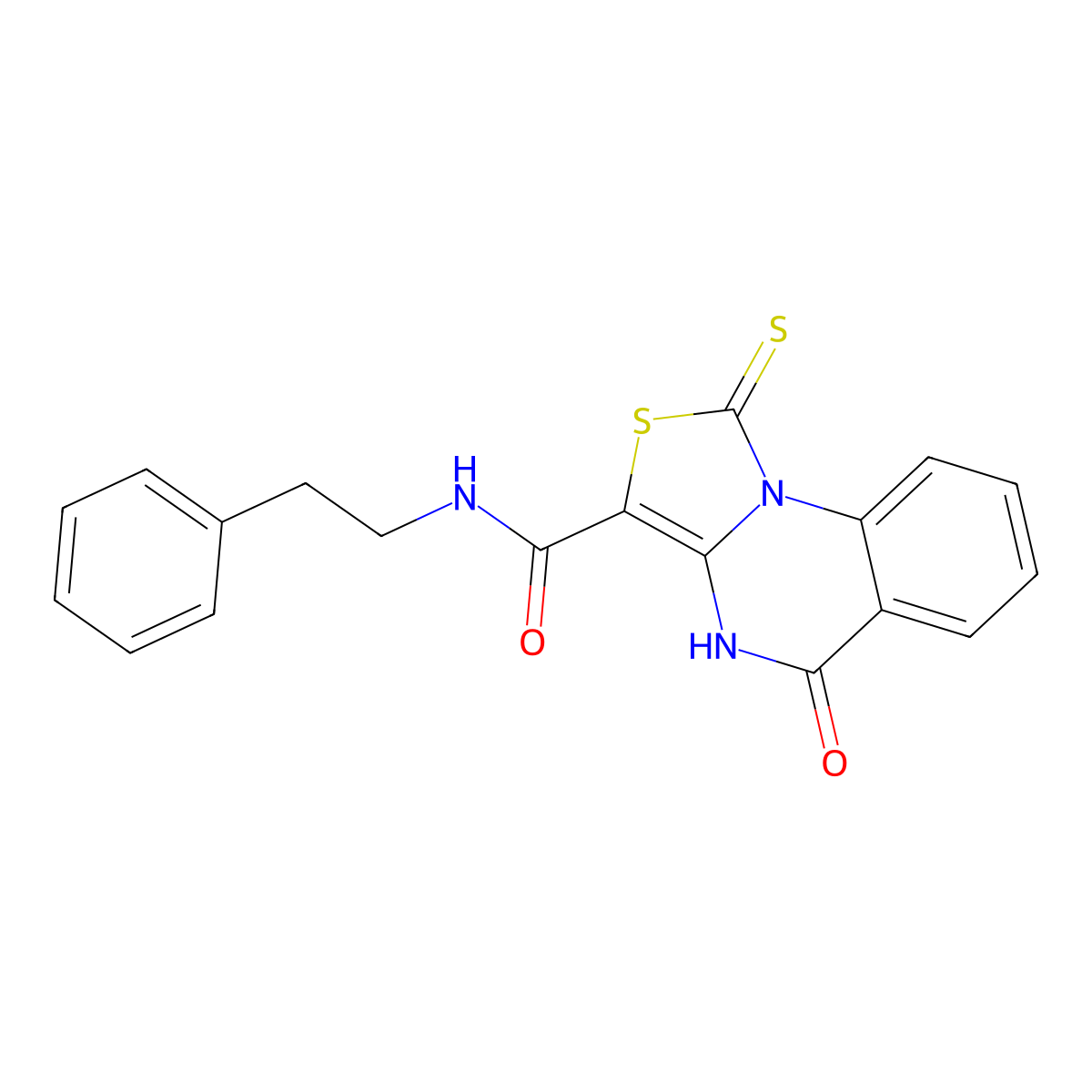 5-Oxo-N-phenethyl-1-thioxo-4,5-dihydro-1H-thiazolo[3,4-a]quinazoline-3-carboxamide molecular structure, CAS 689770-74-9