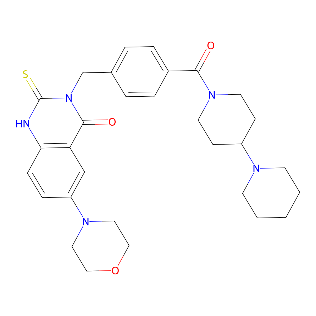 6-morpholin-4-yl-3-[[4-(4-piperidin-1-ylpiperidine-1-carbonyl)phenyl]methyl]-2-sulfanylidene-1H-quinazolin-4-one molecular structure, CAS 689770-99-8