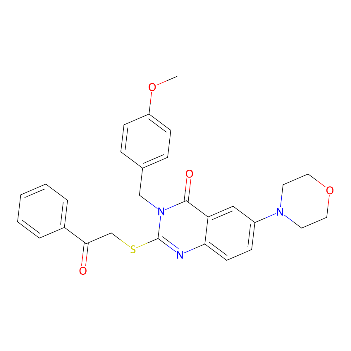 3-[(4-Methoxyphenyl)methyl]-6-morpholin-4-yl-2-phenacylsulfanylquinazolin-4-one molecular structure, CAS 689771-17-3