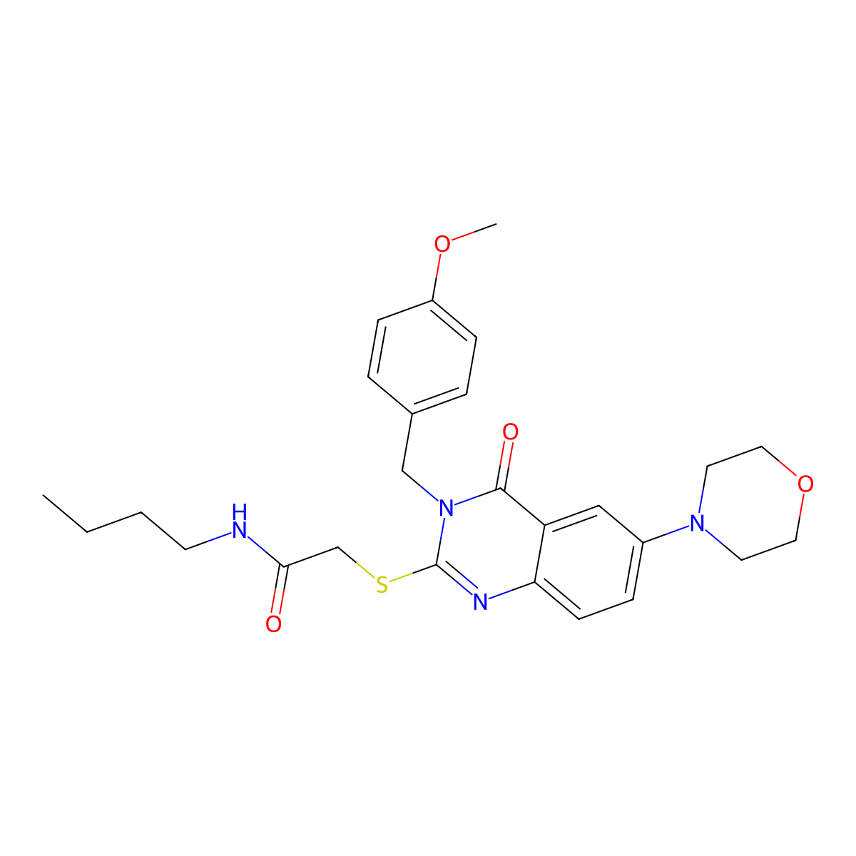 N-butyl-2-{[3-(4-methoxybenzyl)-6-morpholin-4-yl-4-oxo-3,4-dihydroquinazolin-2-yl]thio}acetamide molecular structure, CAS 689771-38-8