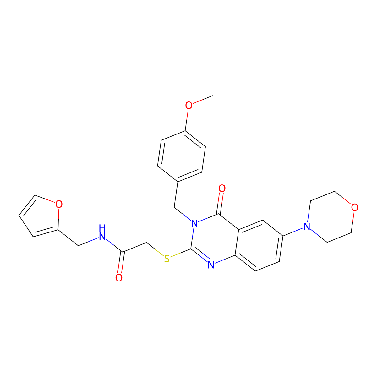 N-(furan-2-ylmethyl)-2-[3-[(4-methoxyphenyl)methyl]-6-morpholin-4-yl-4-oxoquinazolin-2-yl]sulfanylacetamide molecular structure, CAS 689771-41-3