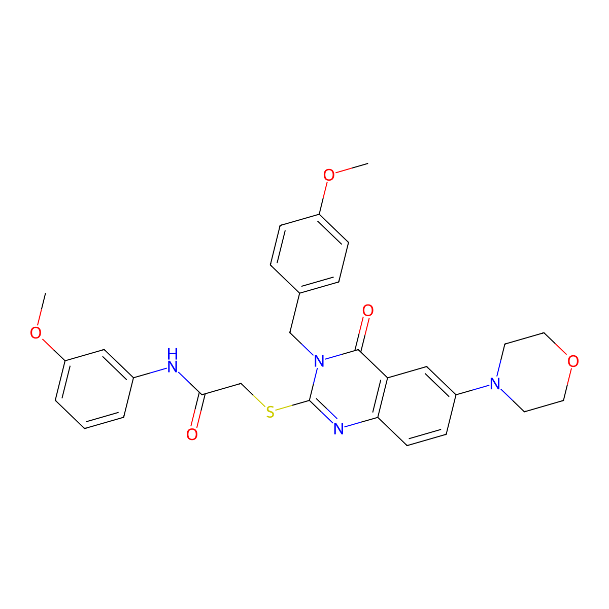 N-(3-methoxyphenyl)-2-[3-[(4-methoxyphenyl)methyl]-6-morpholin-4-yl-4-oxoquinazolin-2-yl]sulfanylacetamide molecular structure, CAS 689771-53-7