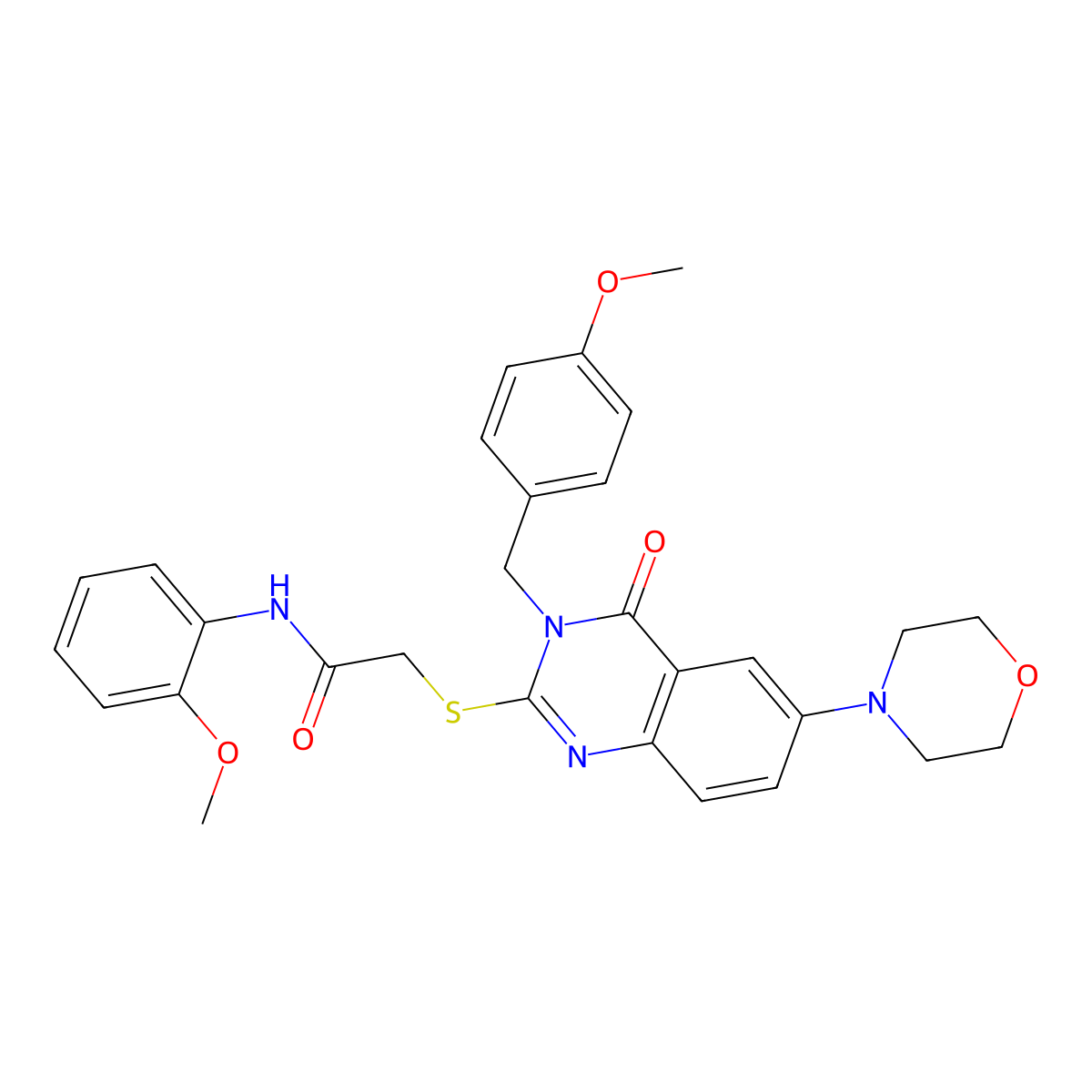 N-(2-methoxyphenyl)-2-[3-[(4-methoxyphenyl)methyl]-6-morpholin-4-yl-4-oxoquinazolin-2-yl]sulfanylacetamide molecular structure, CAS 689771-62-8