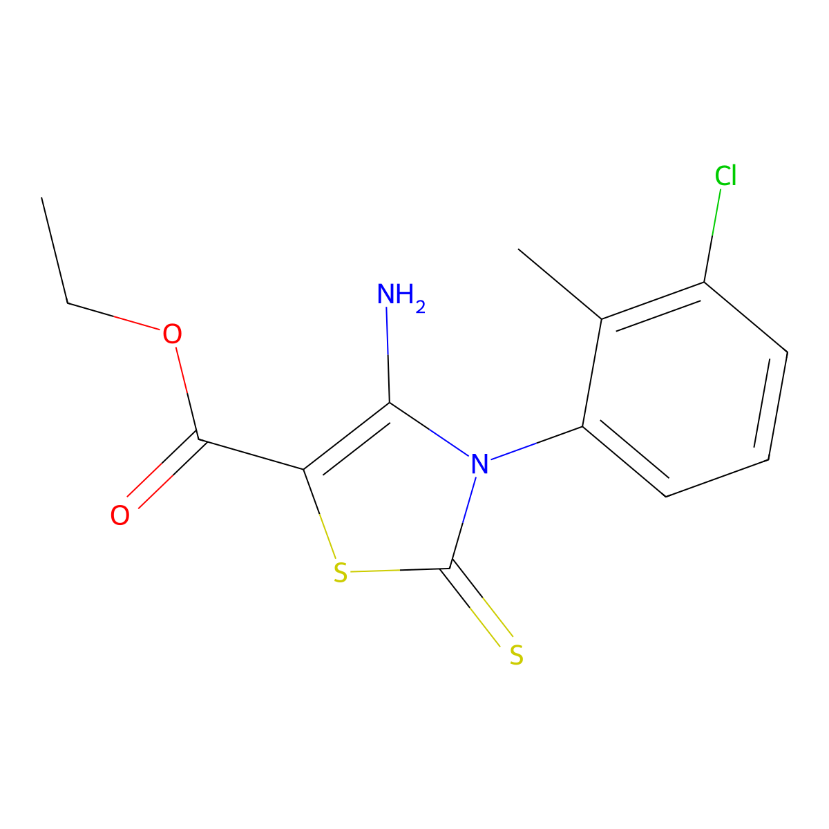 Ethyl 4-amino-3-(3-chloro-2-methylphenyl)-2-thioxo-2,3-dihydrothiazole-5-carboxylate molecular structure, CAS 689771-82-2