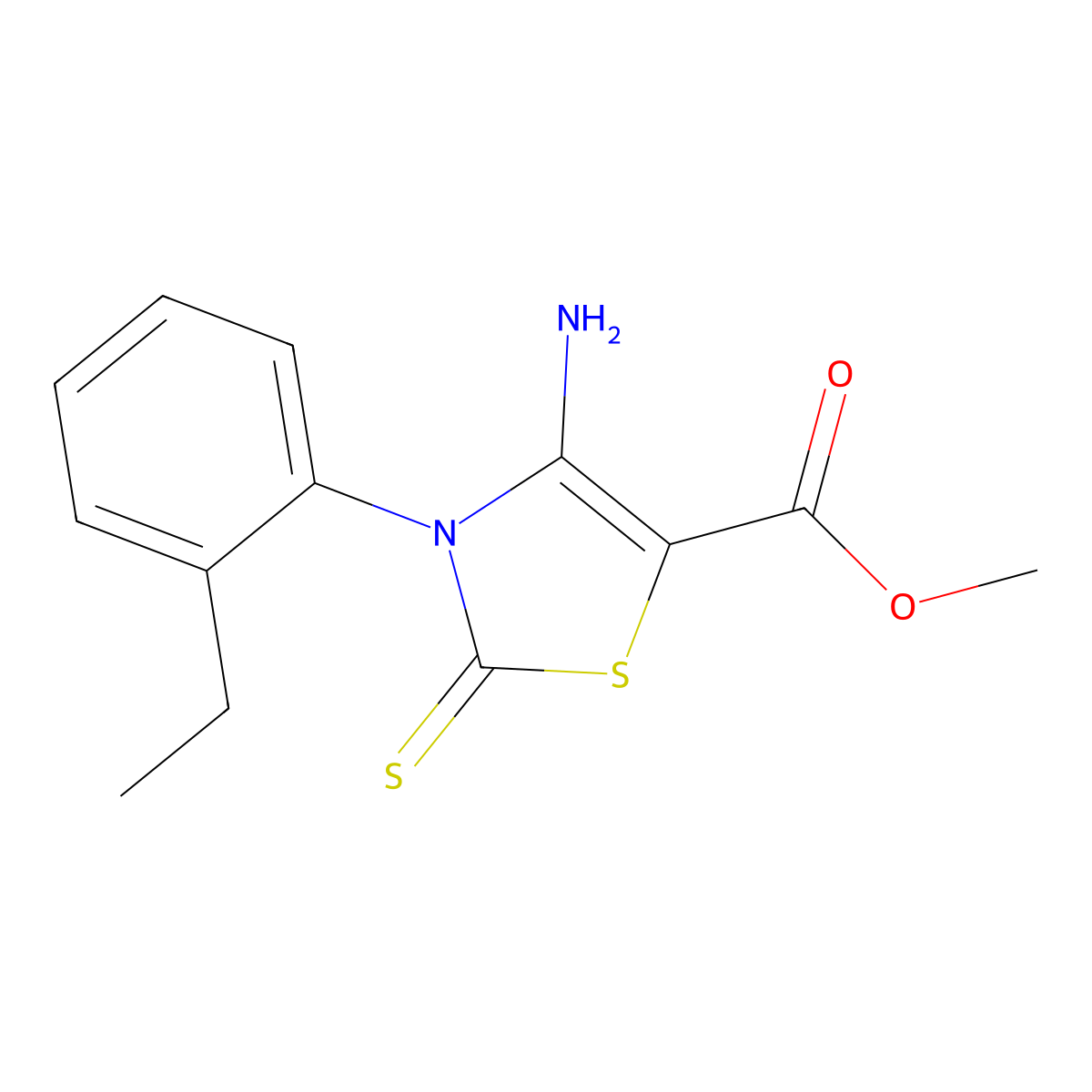 Methyl 4-amino-3-(2-ethylphenyl)-2-sulfanylidene-1,3-thiazole-5-carboxylate molecular structure, CAS 689771-85-5
