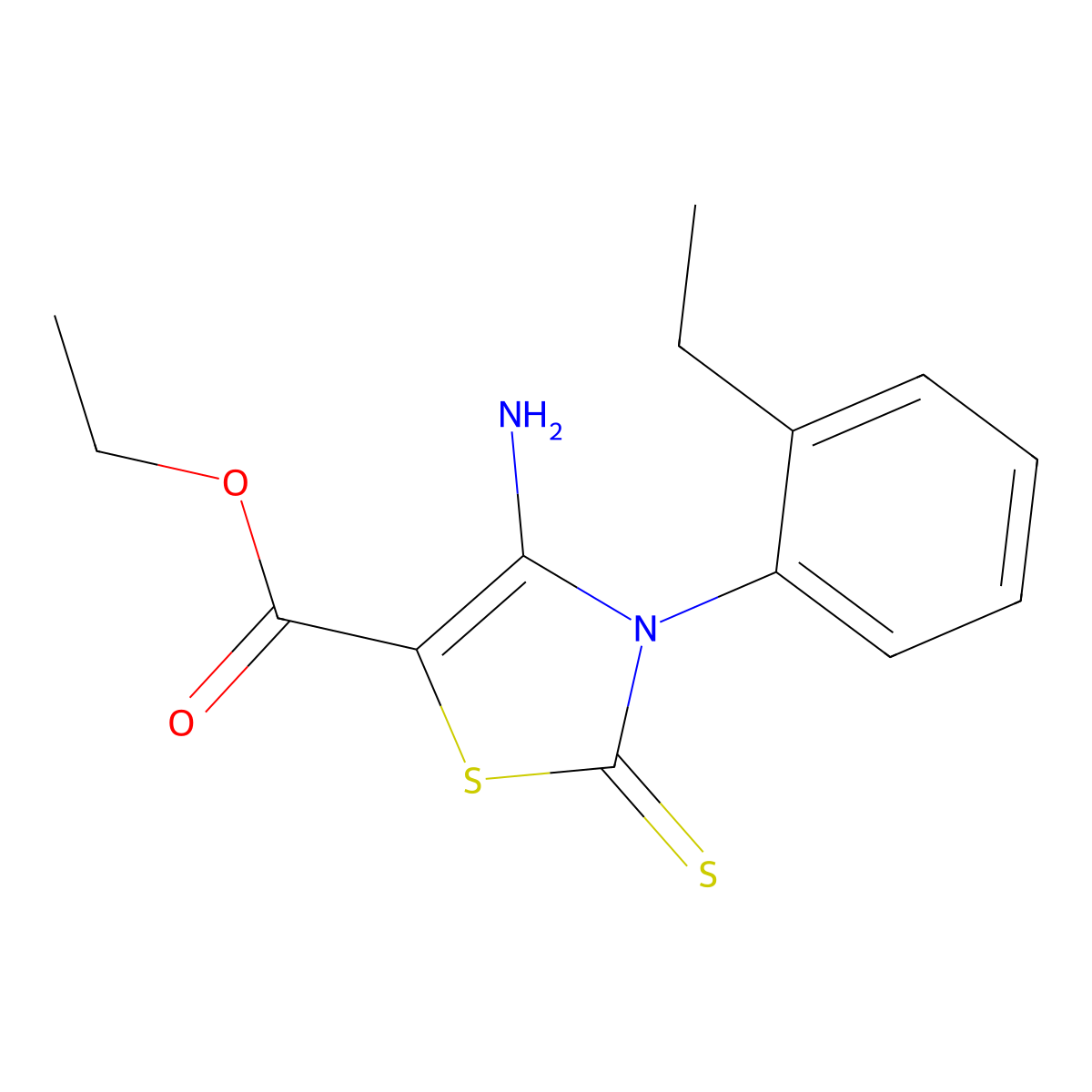 Ethyl 4-amino-3-(2-ethylphenyl)-2-sulfanylidene-1,3-thiazole-5-carboxylate molecular structure, CAS 689771-88-8