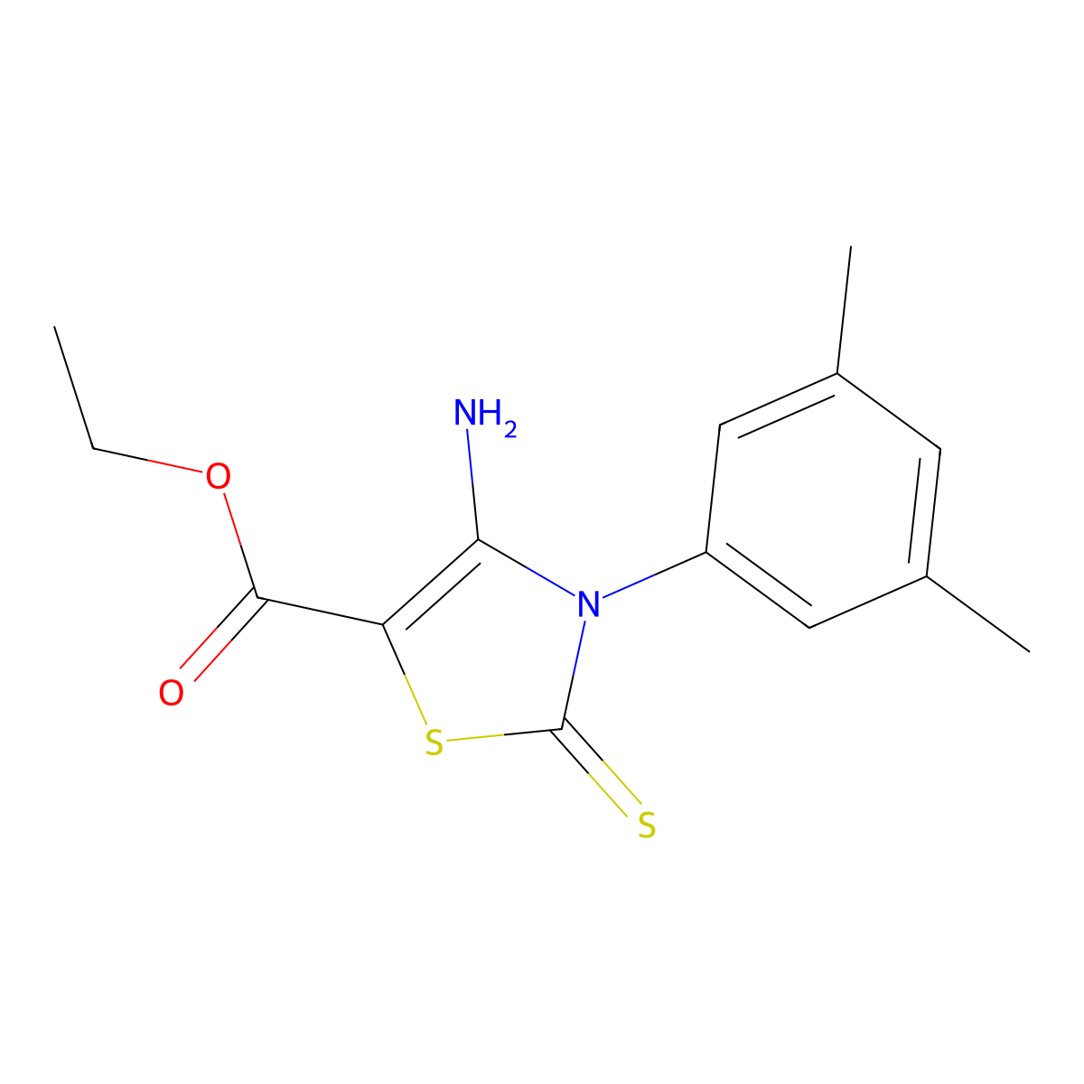 Ethyl 4-amino-3-(3,5-dimethylphenyl)-2-thioxo-2,3-dihydrothiazole-5-carboxylate molecular structure, CAS 689771-97-9