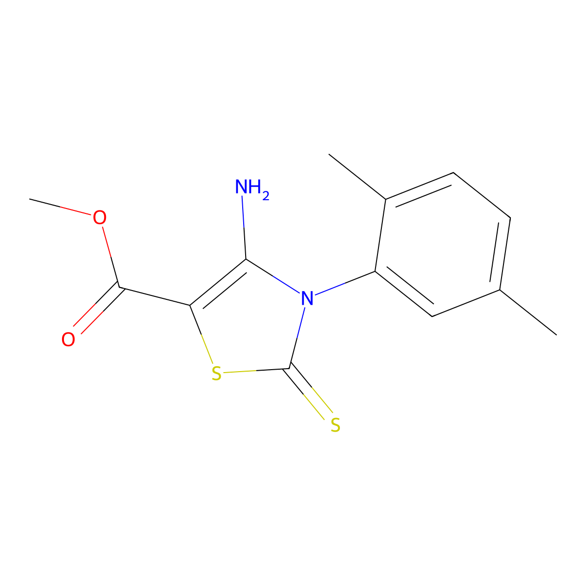 Methyl 4-amino-3-(2,5-dimethylphenyl)-2-thioxo-2,3-dihydrothiazole-5-carboxylate molecular structure, CAS 689772-00-7