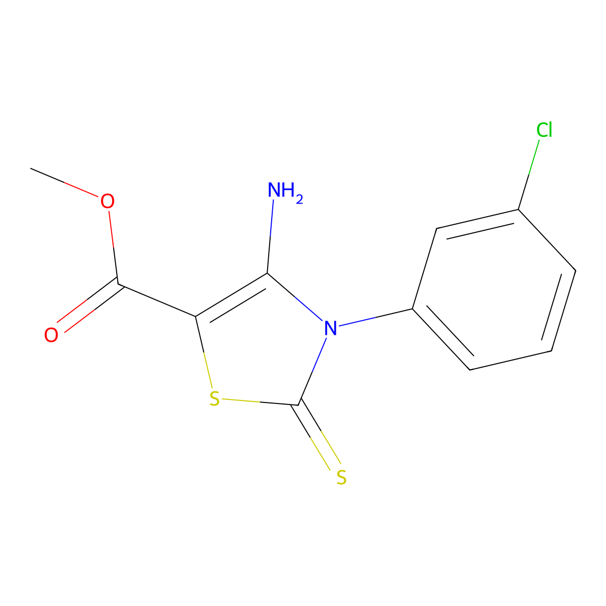 Methyl 4-amino-3-(3-chlorophenyl)-2-sulfanylidene-1,3-thiazole-5-carboxylate molecular structure, CAS 689772-03-0