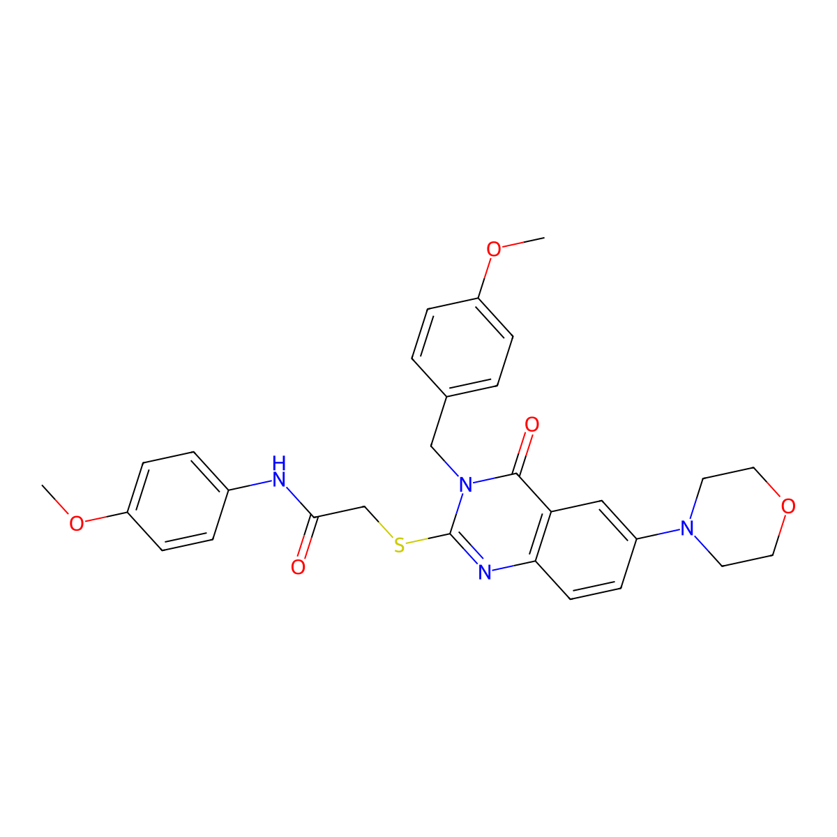 N-(4-methoxyphenyl)-2-[3-[(4-methoxyphenyl)methyl]-6-morpholin-4-yl-4-oxoquinazolin-2-yl]sulfanylacetamide molecular structure, CAS 689772-04-1