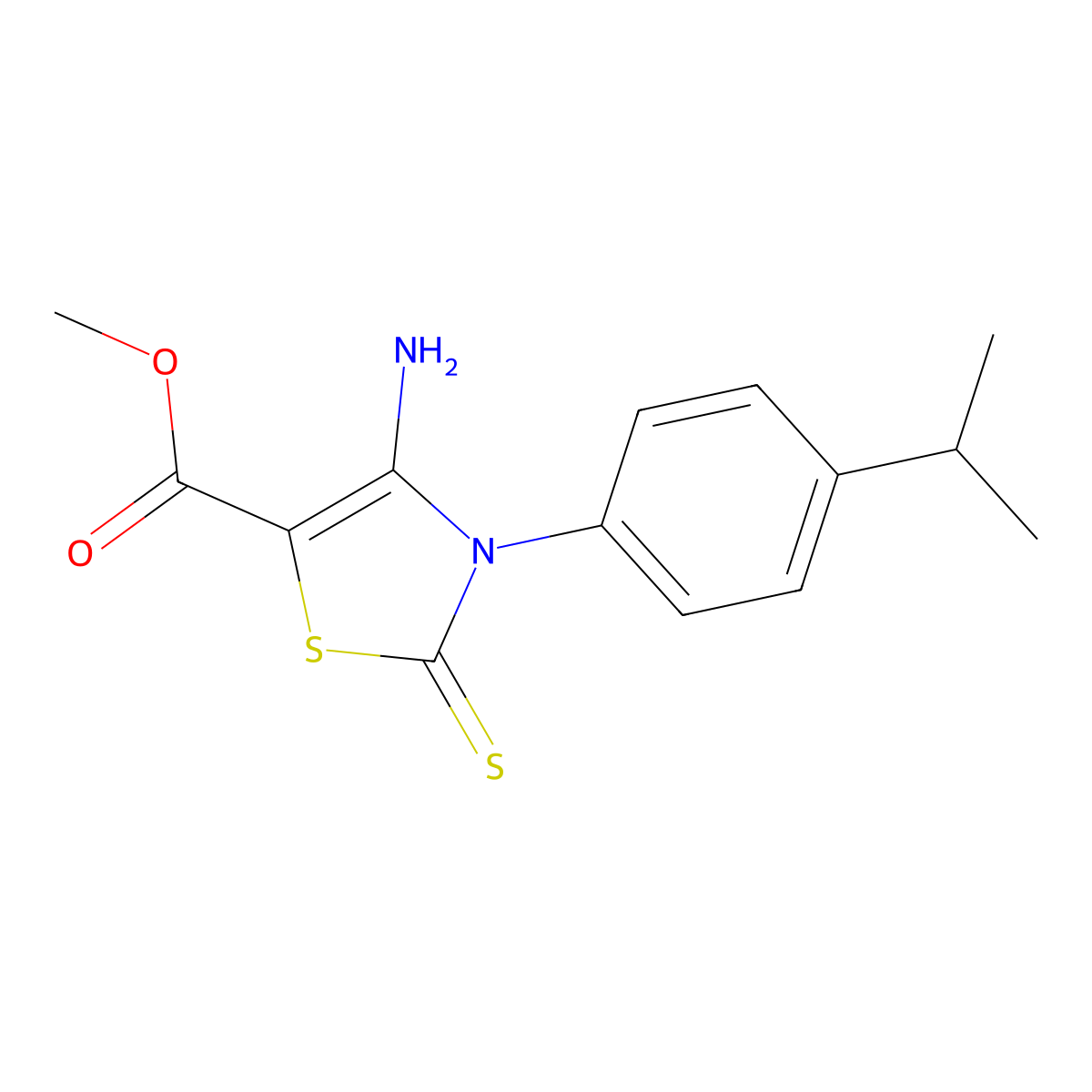 Methyl 4-amino-3-(4-isopropylphenyl)-2-thioxo-2,3-dihydrothiazole-5-carboxylate molecular structure, CAS 689772-09-6